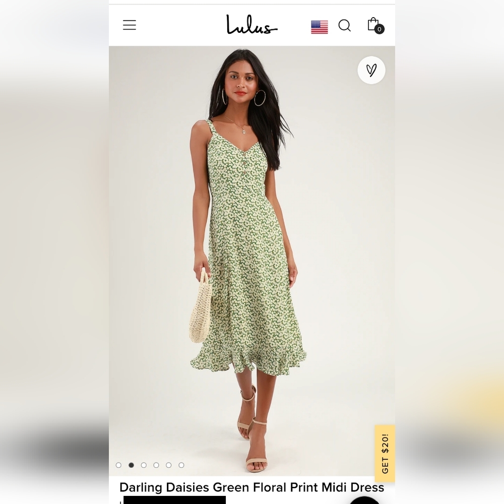 Lulu's, Green Floral Midi Dress, small